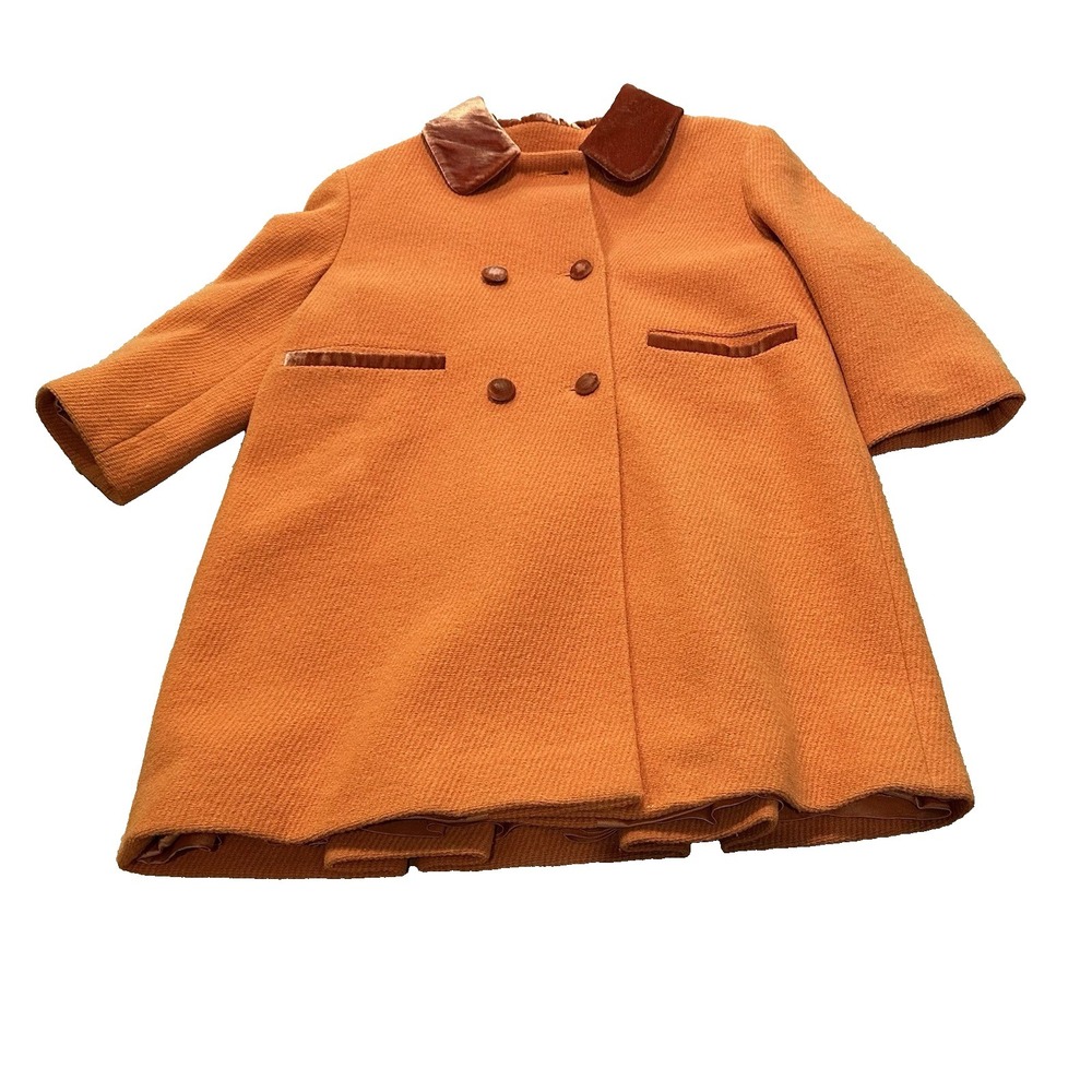 Rare‎ Vintage Carlotta Jacket Italian Girls Pea Coat Wool Blend Orange Size 26